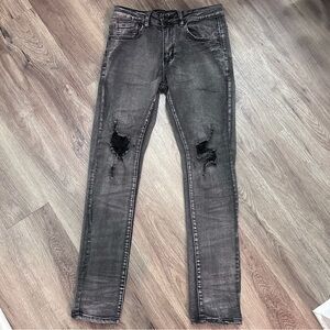 Men's Skinny Jeans in Distressed Gray - 28x30